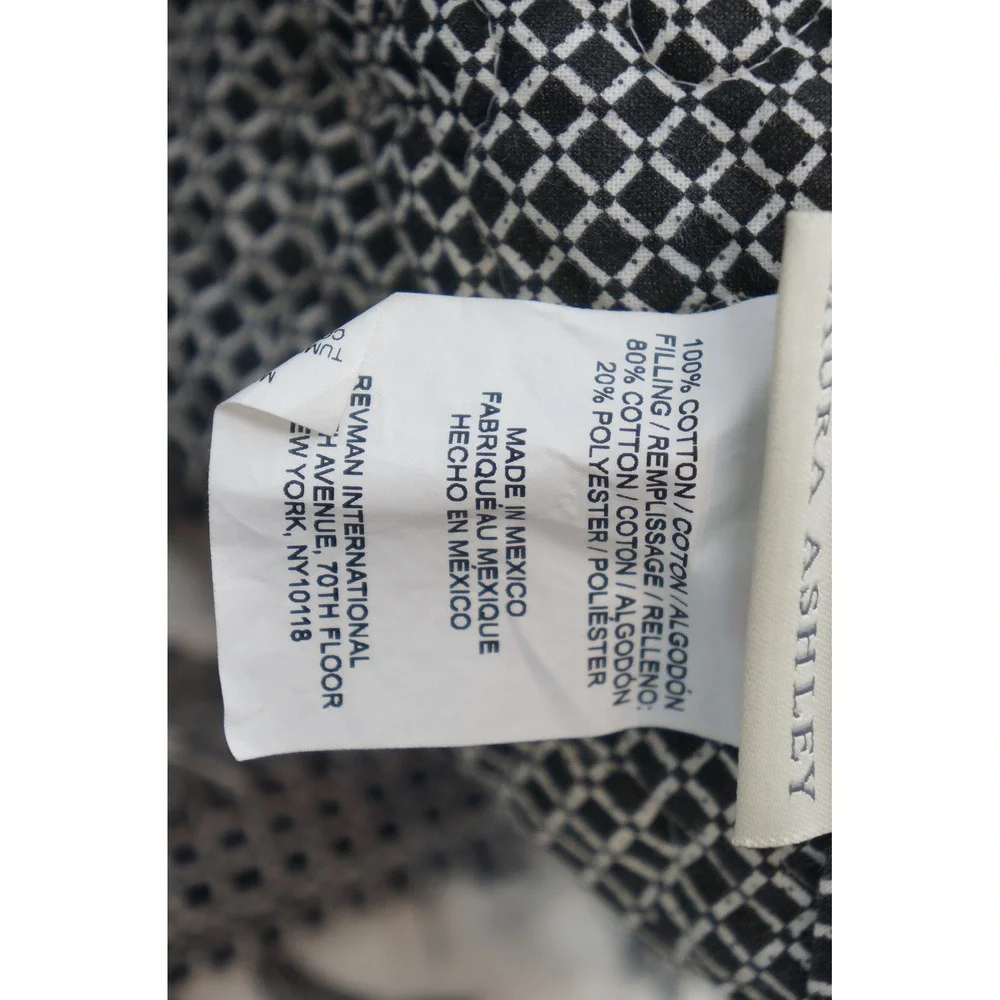 Laura Ashley Quilt King Black White Floral Reversible Cotton Blanket Good